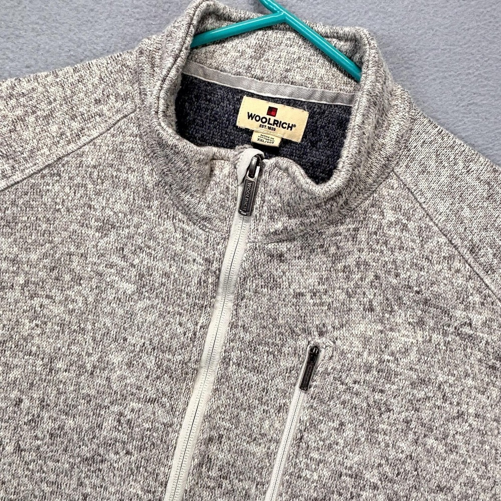 Woolrich Sweater Mens 2XL Gray Quarter Zip Fleece Pullover‎ Chest Pocket Knit